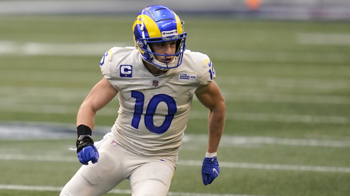 Rams wide receiver Cooper Kupp runs against the Seattle Seahawks.