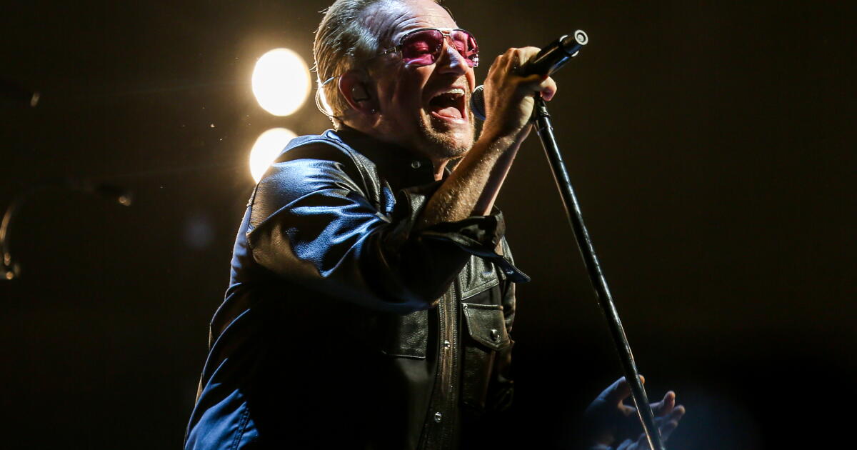 Photo: latimes.com FILE - Bono of U2 performs at the Innocenc