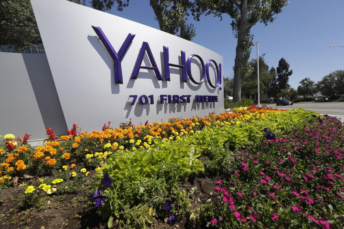 The Yahoo sign at the company's headquarters in Sunnyvale, Calif.