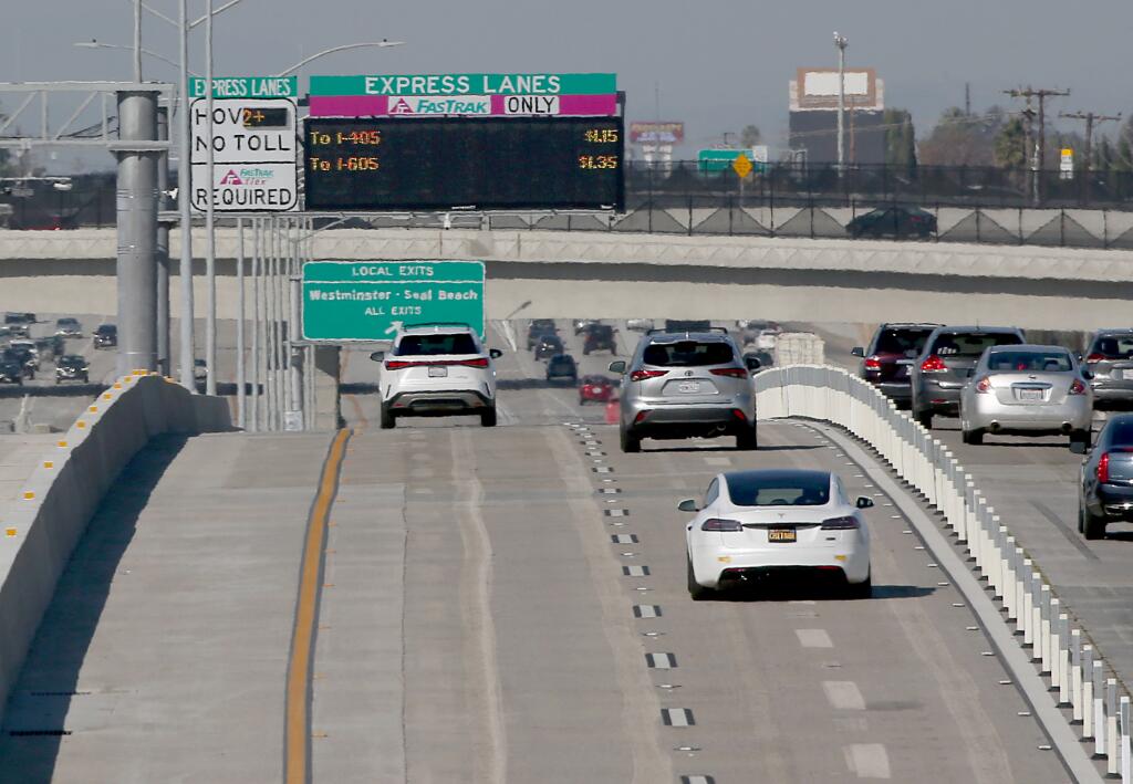 New toll lanes open on the 10 Freeway in San Bernardino - Los Angeles Times