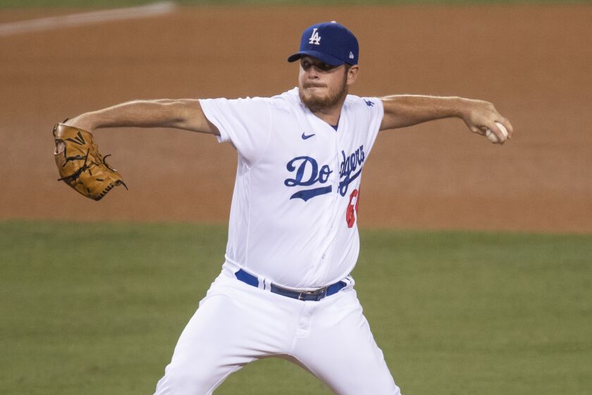 Los Angeles Dodgers relief pitcher Caleb Ferguson during a baseball game in Los Angeles.