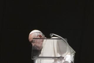 Pope Francis leaves his studios window at the end of the Angelus noon prayer in St. Peter's Square at the Vatican, Sunday, Nov. 5, 2023. (AP Photo/Gregorio Borgia)