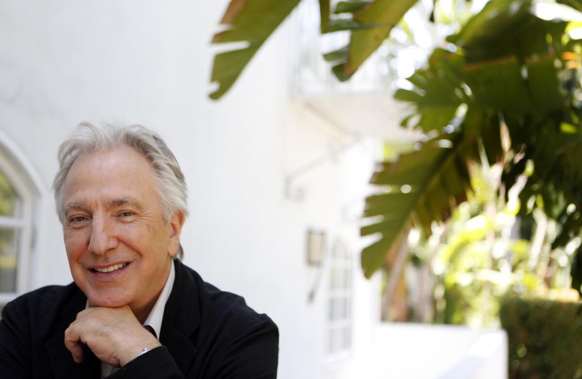 Alan Rickman is shown at the Sunset Marquis in West Hollywood in 2015. The actor died of cancer, his U.S. publicist said Thursday.