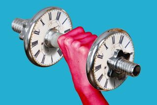 photo illustration of an arm curling a dumbbell made from two pocket watch faces