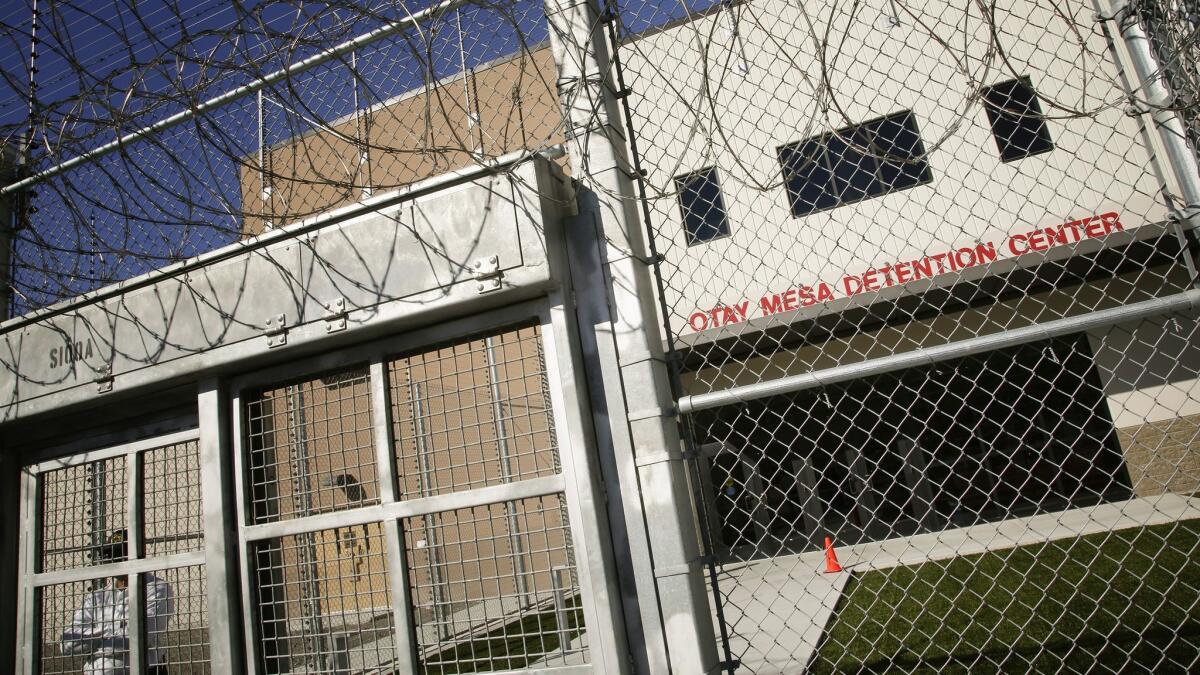 The main entrance to Otay Mesa Detention Center in south San Diego.