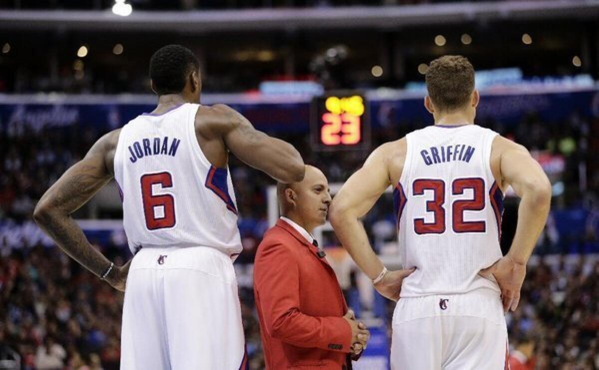 The Clippers' Blake Griffin and DeAndre Jordan playing the Houston Rockets on Monday.