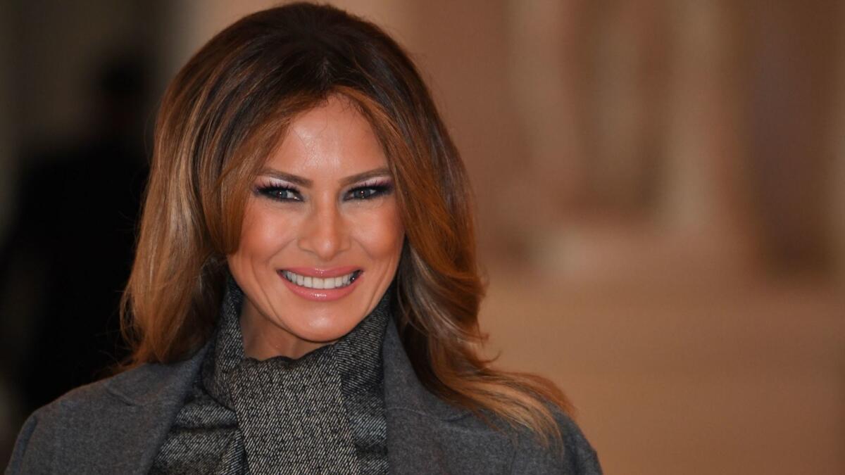 First Lady Melania Trump arrives at the Chateau de Versailles outside Paris on Nov. 11, 2018.