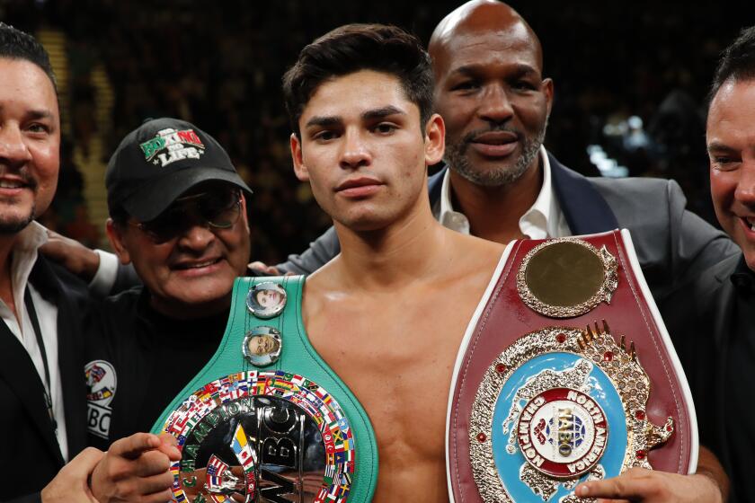 LAS VEGAS, NEVADA - NOVEMBER 02: Ryan Garcia poses after defeating Romero Duno in a lightweight fight at MGM Grand Garden Arena on November 2, 2019 in Las Vegas, Nevada. Garcia won with a first-round TKO. (Photo by Steve Marcus/Getty Images)