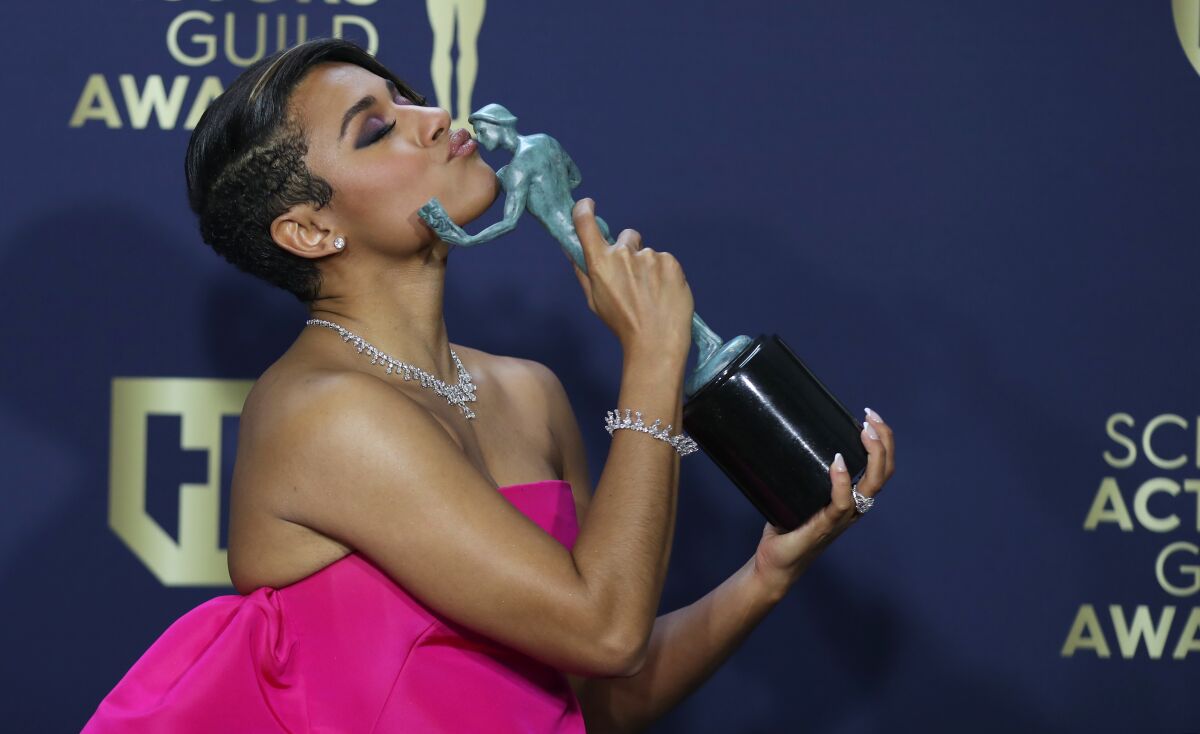 "West Side Story" star Ariana DeBose in the General Photo Room at the 28th Screen Actors Guild Awards.