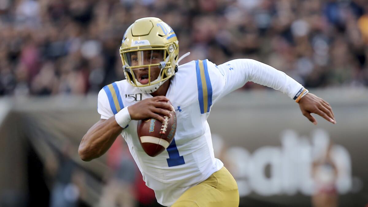 UCLA quarterback Dorian Thompson-Robinson was responsible for four turnovers last week against Cincinnati.