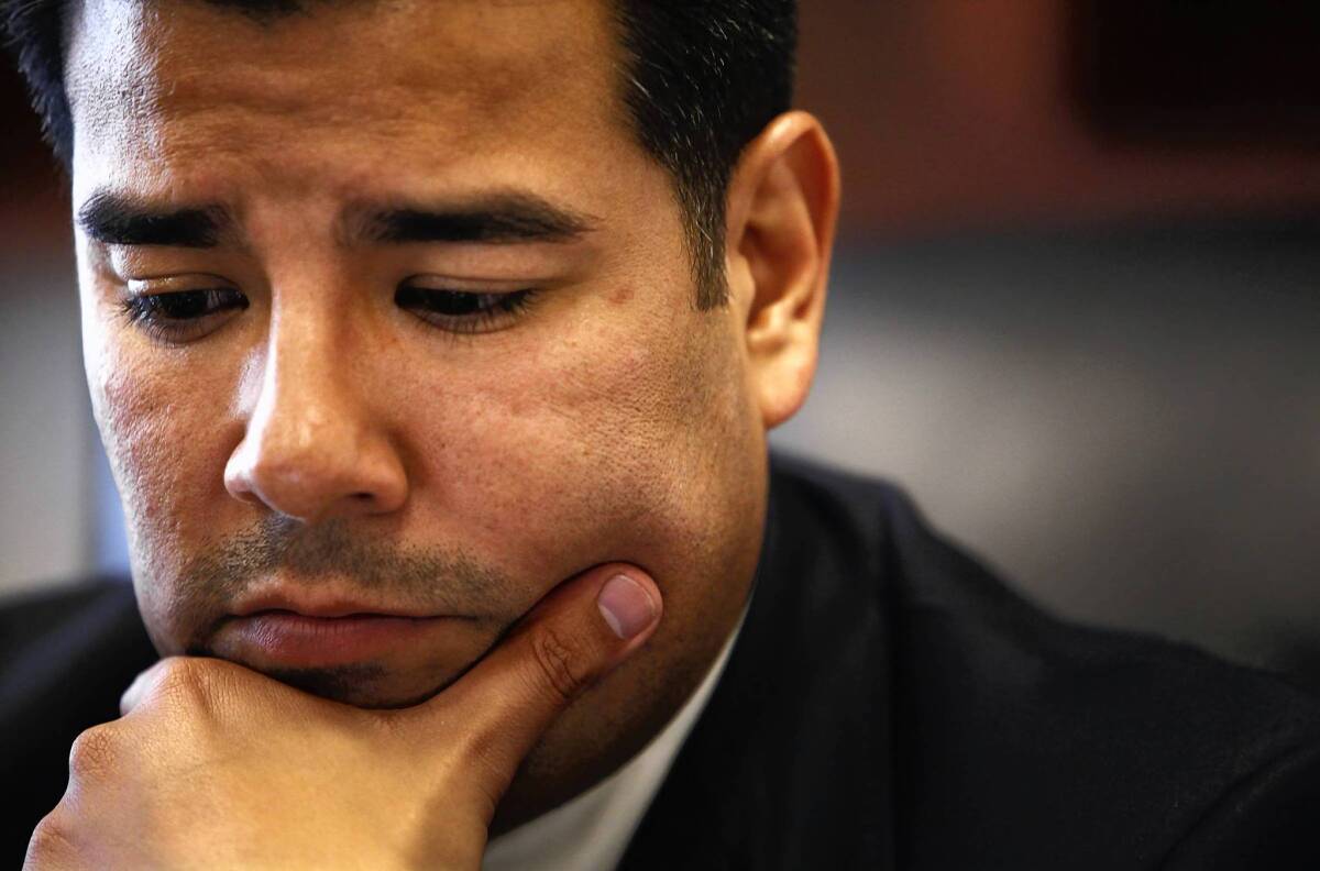 State Sen. Ricardo Lara (D-Bell Gardens) works in his Capitol office. His out-front role in the immigration debate frequently puts him at odds with those who oppose the use of taxpayer resources to benefit people in the country illegally.