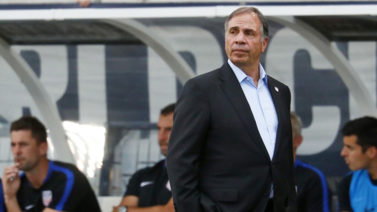 In 2017, Bruce Arena watches as the U.S. national team loses to Trinidad & Tobago in a World Cup qualifying match, his last game before he was fired as coach.
