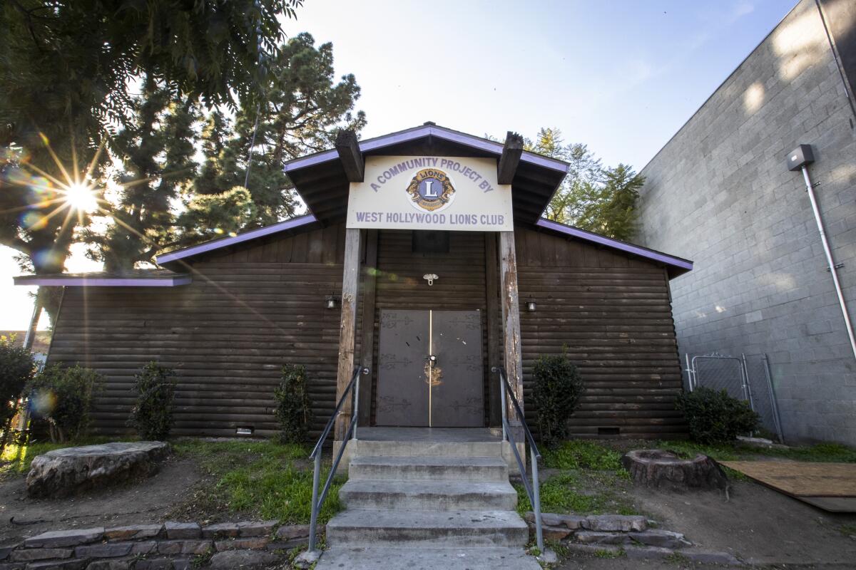 The Lions Club log cabin on sits on property owned by the city of Beverly Hills in West Hollywood. The century-old cabin hosts some 30 recovery and sobriety meetings every week. But now Beverly Hills wants it torn down.