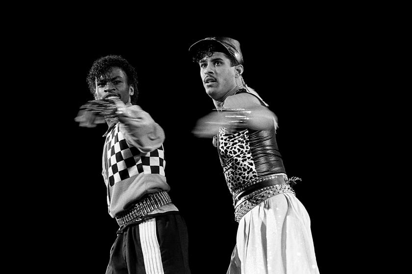 CHICAGO - OCTOBER 1985: Dancers Boogaloo Shrimp and Shabbadoo performs at the U.I.C. Pavilion in Chicago, Illinois in October1985. (Photo By Raymond Boyd/Getty Images)