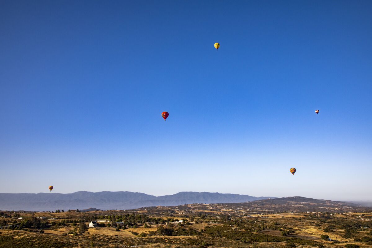 Hot air balloons above Temecula Valley