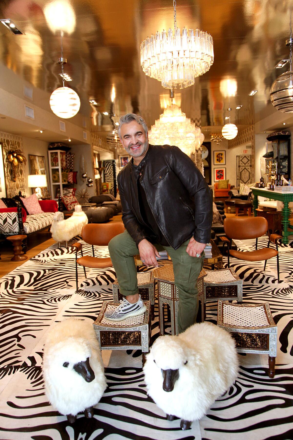 Martyn Lawrence Bullard inside his interior design showroom/atelier in West Hollywood.