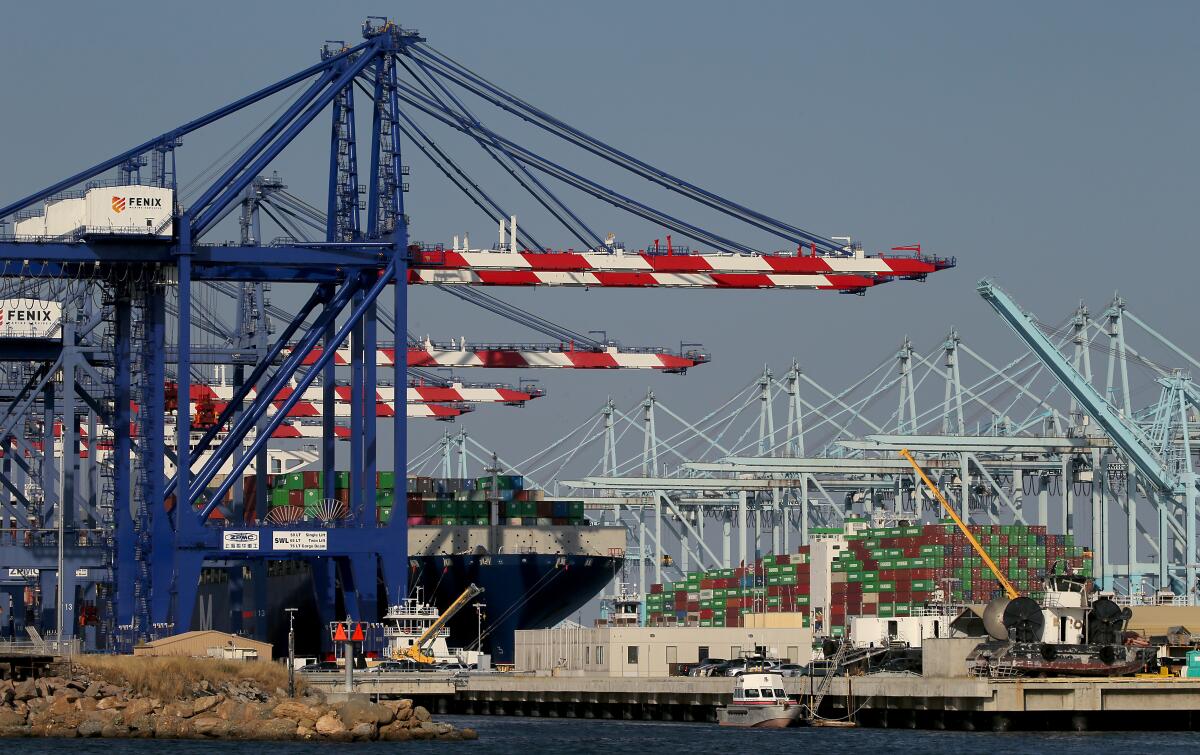 Container ships at the Port of Los Angeles