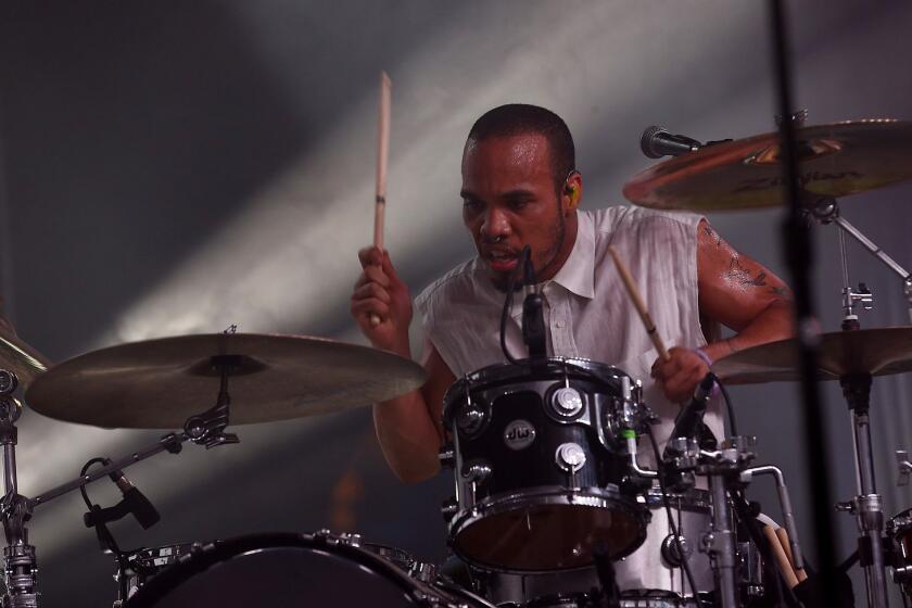 Singer, rapper and drummer Anderson .Paak performs at the Coachella Valley Music and Arts Festival.