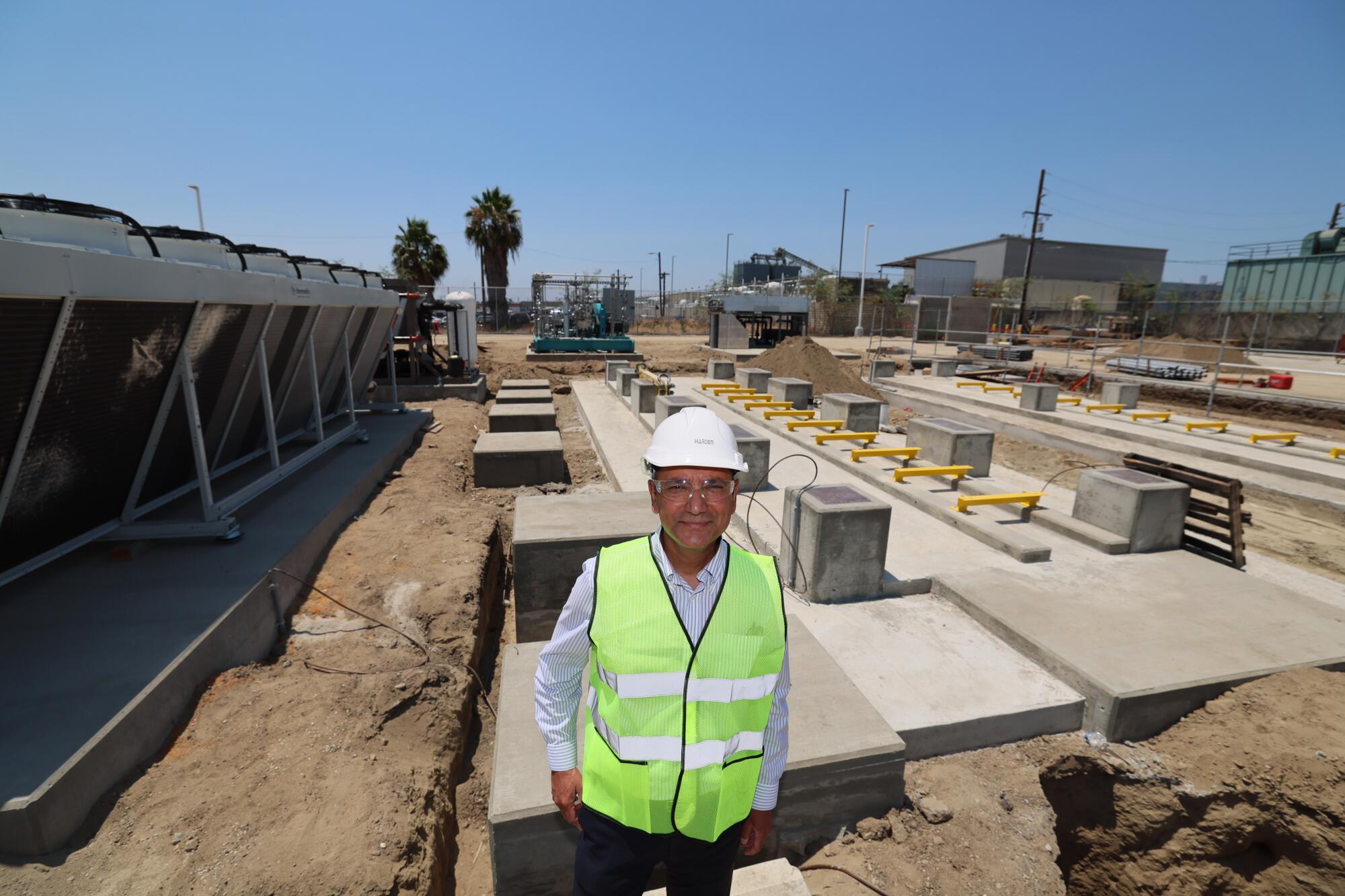 Vishal Shah at the facility in Vernon that will help the transportation industry transition away from fossil fuels.