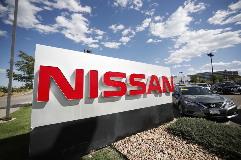FILE - A Nissan dealership in Highlands Ranch, Colo. is shown on Aug. 15, 2019. On Wednesday, May 29, 2024, Nissan warned drivers of about 84,000 older Nissan and Infiniti vehicles not to drive them because the front passenger inflators can explode with too much force in a crash, spewing metal fragments that could kill or injure people. (AP Photo/David Zalubowski, File)