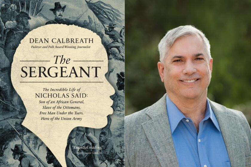 Side-by-side photos of Dean Calbreath and the cover his new book, "The Sergeant: The Incredible Life of Nicholas Said"