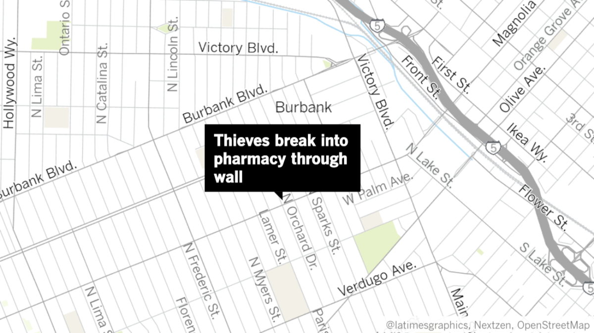 Police say a trio of men are believed to be responsible for a series of pharmacy burglaries that occurred earlier this year in Burbank, Glendale, Pasadena and Los Angeles.