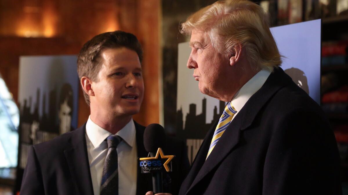 Donald Trump with Billy Bush of "Access Hollywood" on Jan. 20, 2015, in New York.
