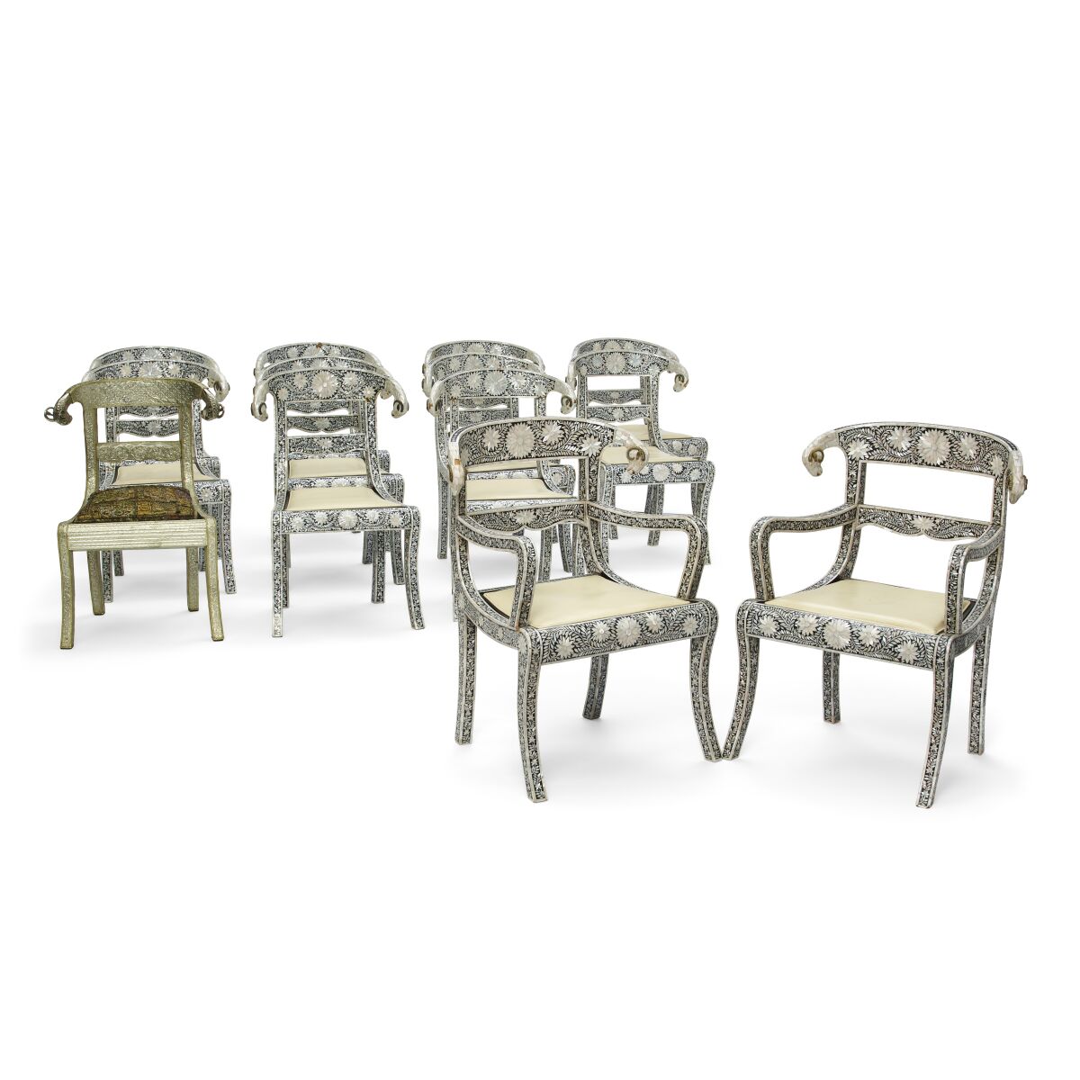 A set of decorative chairs.