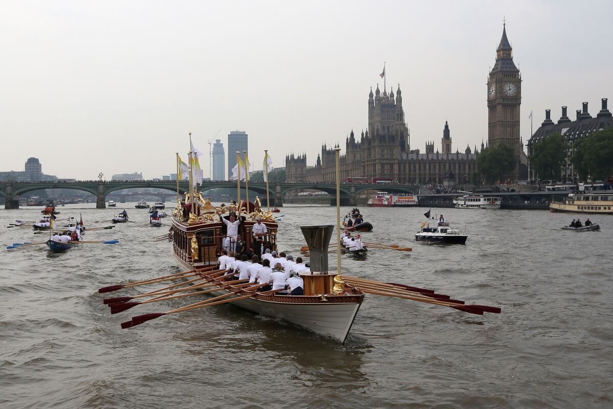 Advertising is expected to reach $486 billion, but down slightly due to the lack of special event programming, such as the Olympics. Pictured here is the Queen's rowbarge Gloriana, which is carrying the Olympic torch along the Thames toward the Opening Ceremony.