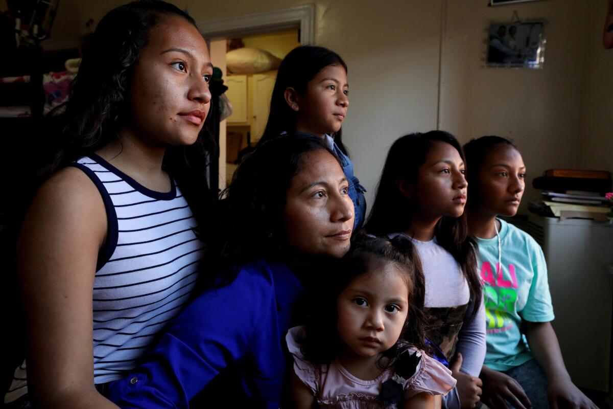 Rubilia Sanchez, second from left, a Guatemalan woman, and her four oldest daughters have been in immigration court, fighting for an opportunity to stay legally in the United States.