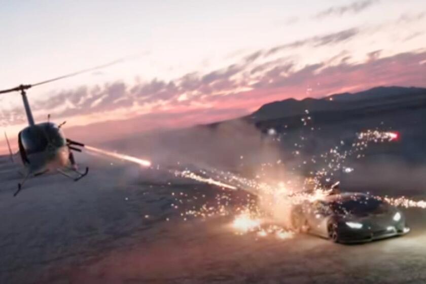 Image from U.S. District Court indictment shows fireworks being discharged from a helicopter towards a car on the ground.