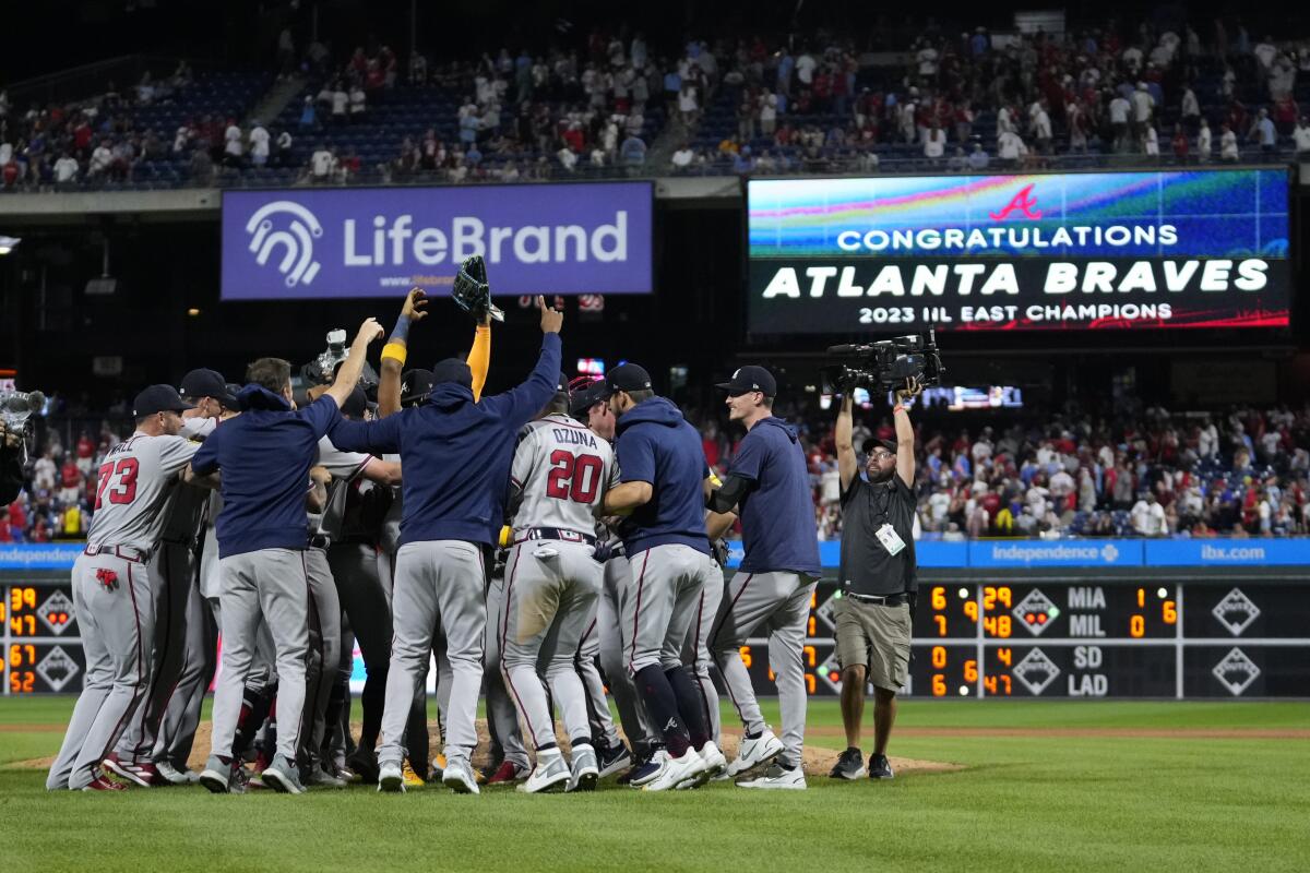 Braves clinch NL East title with 4-1 win over Phillies - The San Diego  Union-Tribune