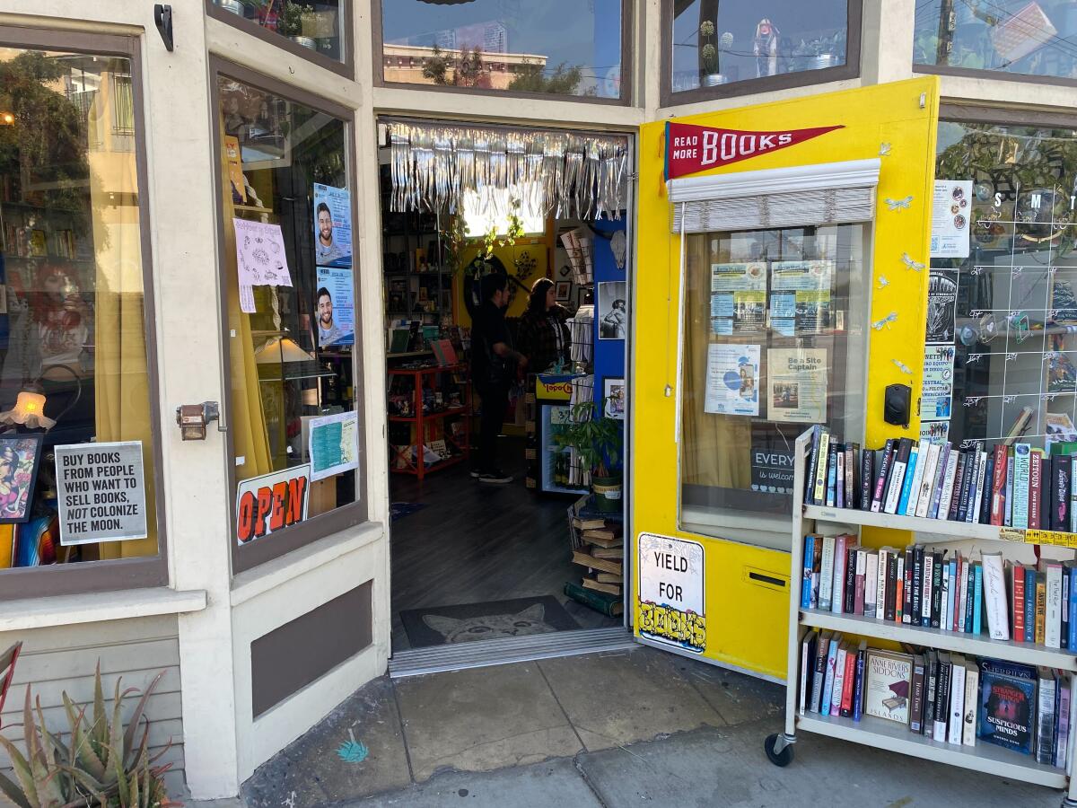 A view of the entrance to Libélula Books and Co. in Barrio Logan.