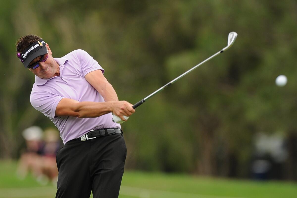 Robert Allenby takes part in the Australian PGA Championship at Royal Pines Resort on Dec. 12.