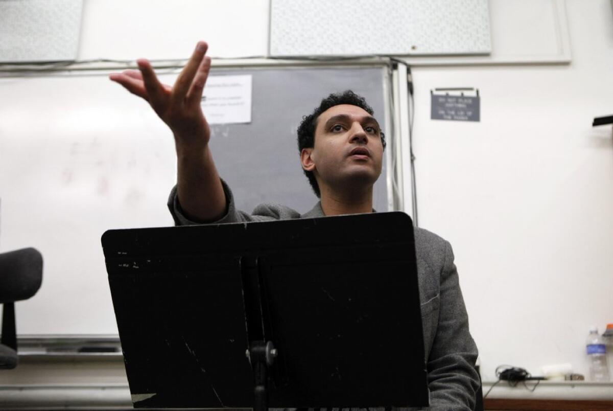 Composer Mohammed Fairouz rehearses his Symphony No. 3 at UCLA.