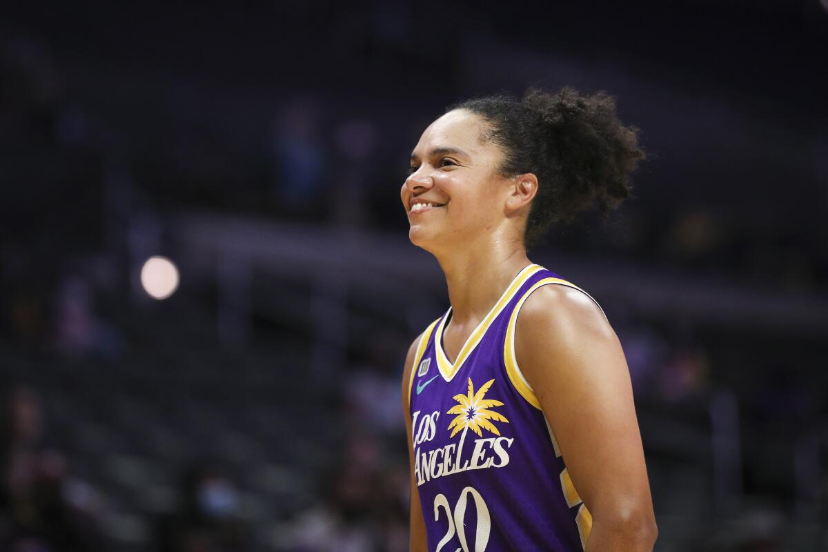 Sparks' Kristi Toliver looks on during a game against the Atlanta Dream.