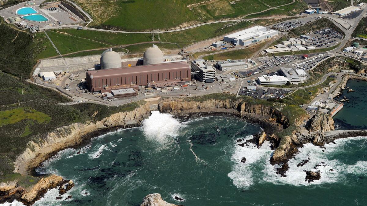 An aerial view of the Diablo Canyon Nuclear Power Plant, which sits on the edge of the Pacific Ocean at Avila Beach in San Luis Obispo County.