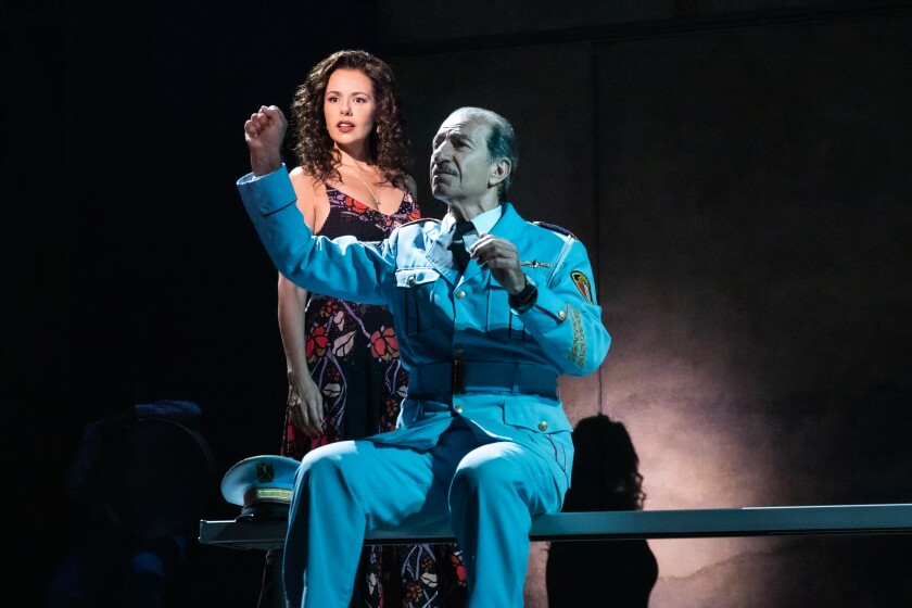 Janet Dacal and Sasson Gabay in "The Band's Visit," playing through Sunday at the San Diego Civic Theatre.