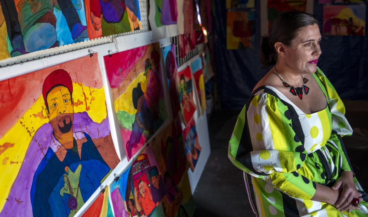 Artist Karla Diaz in her studio in Wilmington.