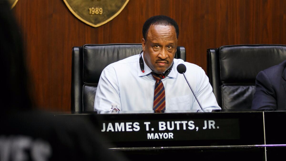Inglewood Mayor James T. Butts leads a City Council meeting in April.