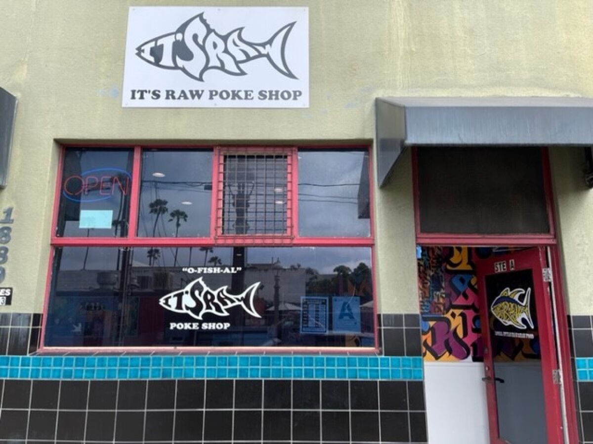 It’s Raw Poke Shop is an exclusively takeout restaurant at the corner of Newport Avenue and Bacon Street in Ocean Beach.