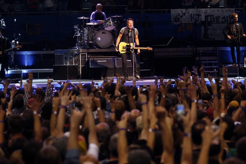 LOS ANGELES, CA - MARCH 15, 2016 - Bruce Springsteen & the E Street Band perform during, "The River Tour," at the Los Angeles Sports Arena in Los Angeles on March 15, 2016. The tour revisited songs from Springsteen's 1981 double album in its entirety, plus other Springsteen material. This series of concerts by The Boss will be the swan song for the Los Angeles Sports Arena. (Genaro Molina / Los Angeles Times)