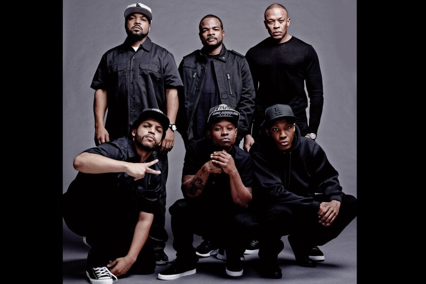 "Straight Outta Compton" producer Ice Cube, clockwise from top left, with director F. Gary Gray, producer Dr. Dre and actors Corey Hawkins, Jason Mitchell and O'Shea Jackson Jr.