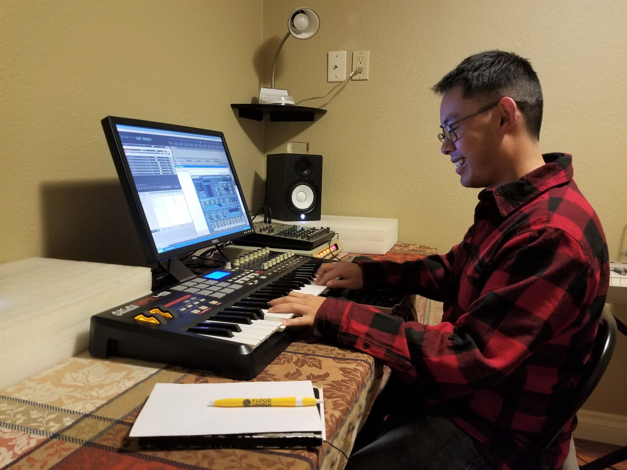 Christopher Lee records music at his home in Escondido.