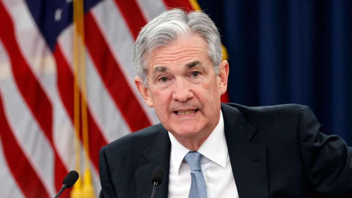 Federal Reserve Chairman Jerome H. Powell speaks during a news conference in Washington, D.C., in March.