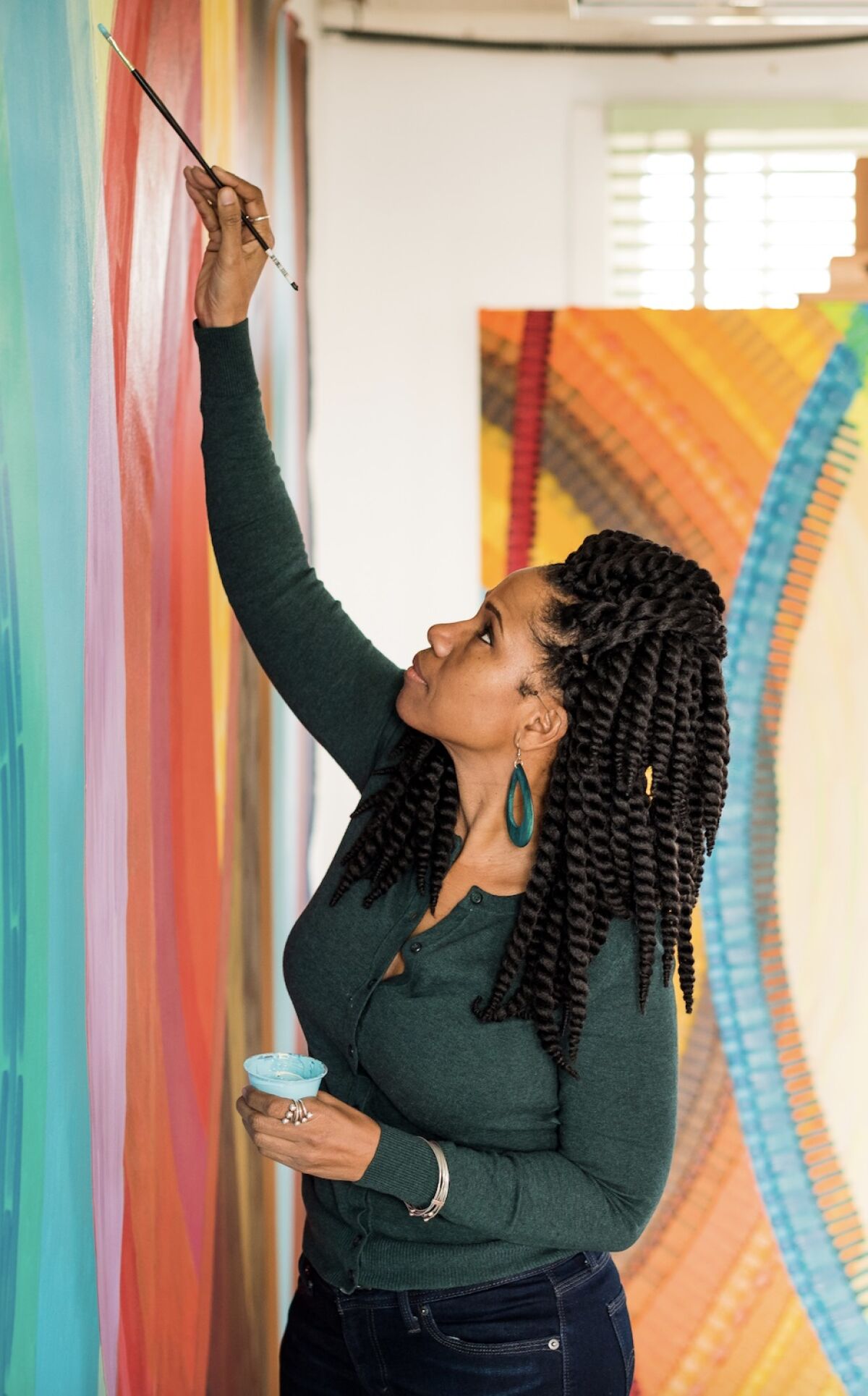 Artist June Edmonds designed the new Murals of La Jolla work, “Ebony on Draper and Girard.”