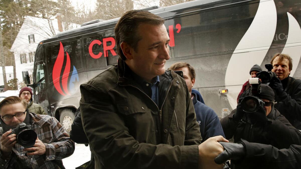 Texas Sen. Ted Cruz meets with voters at the Freedom Country Store in Freedom, N.H.