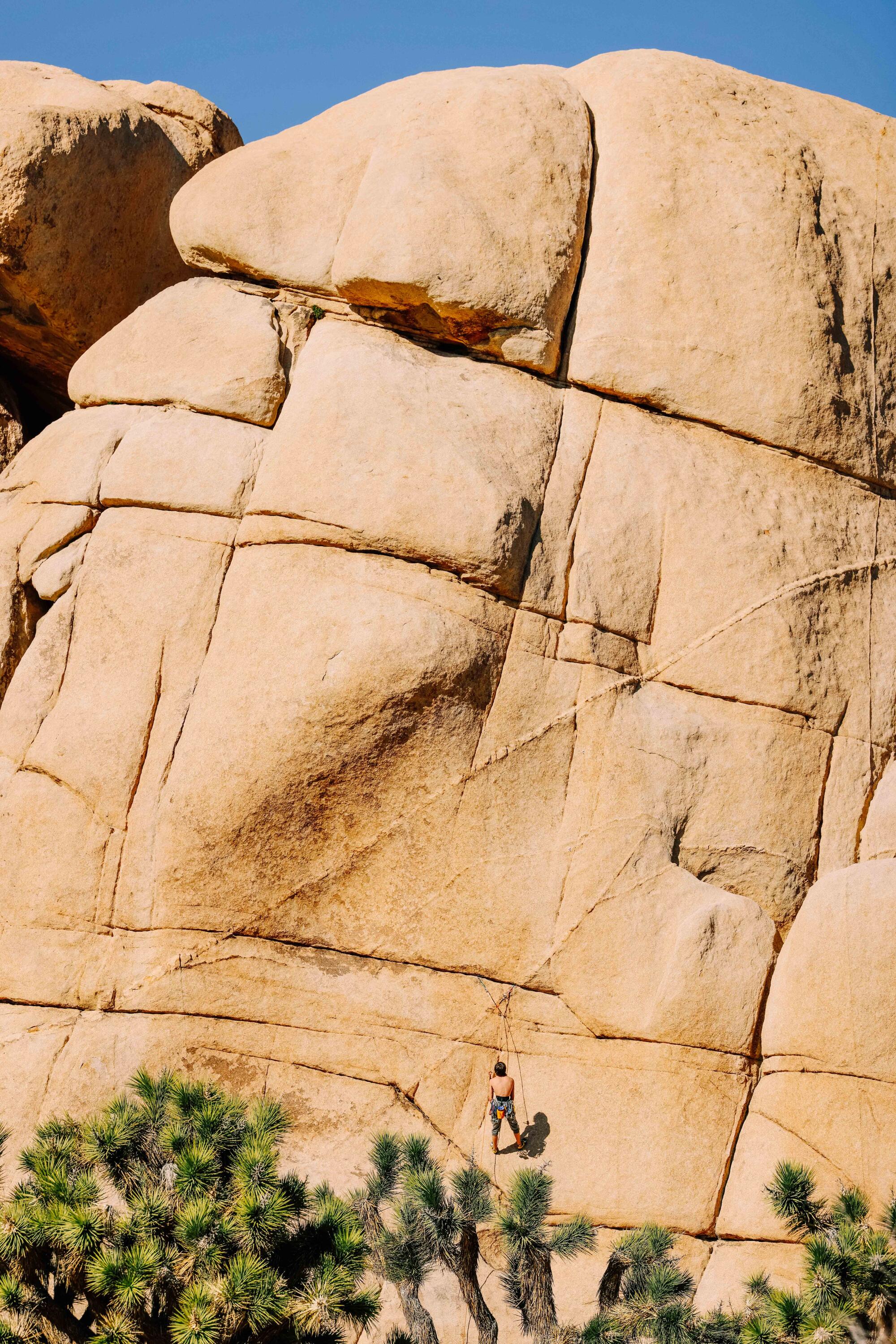 A rock climber is seen at the Hidden Valley campground inside Joshua Tree National Park.