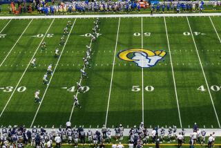 The Rams and Cowboys line up for a kickoff under the new NFL rules. 