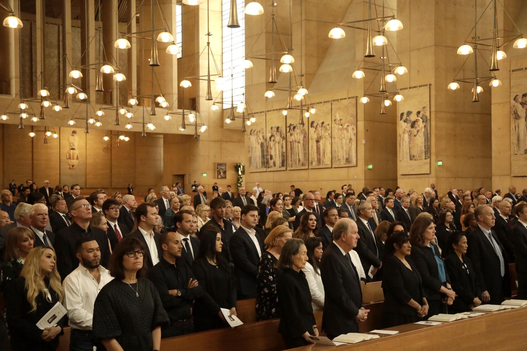 Current and former L.A. officials were among those in attendance at the memorial Mass for Richard Riordan 